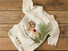 Lil Atelier turtledove rocking horse knit bodysuit